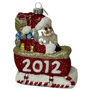 Christopher Radko Celebrations 2012 Santa Sleigh Glass Christmas Ornament
